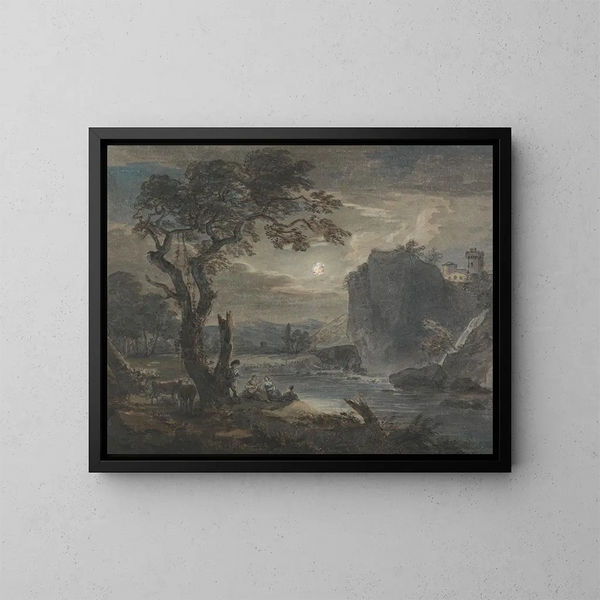 Music by moonlight - Paul Sandby — framed artwork on a wall