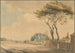 Vue zuidoost van de tuinen van het huis van Sir John Elwill Elvills Englefield Green nabij Egham Surrey - Paul Sandby — weergave van het kunstwerk