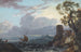 met stormachtige zee, kasteelruïne en personages - Paul Sandby — weergave van het kunstwerk