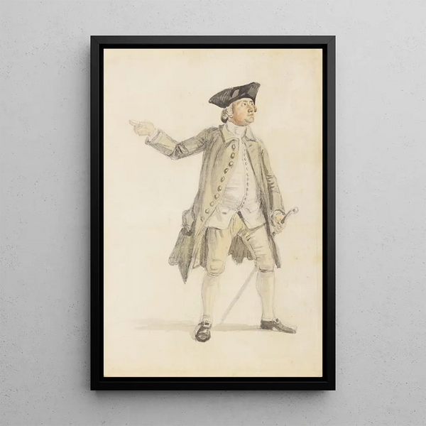 Study of a gentleman wearing a tricorn hat - Paul Sandby — framed artwork on a wall