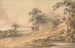 Landschap met boerderij, personages en vijver - Paul Sandby Munn — weergave van het kunstwerk