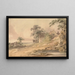 Landschap met boerderij, personages en vijver - Paul Sandby Munn — ingelijst kunstwerk aan de muur