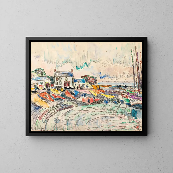 Groix, het reinigen van de zeilen - Paul Signac — ingelijst kunstwerk aan de muur