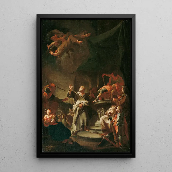 La Chute du magicien Simon - Paul Troger — framed artwork on a wall