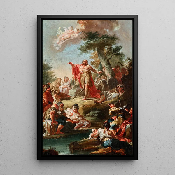 The Sermon of Saint John the Baptist - Paul Troger — framed artwork on a wall