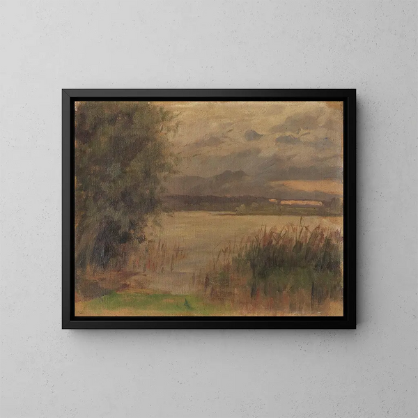 View of Lake Chiemsee Study - Paul Weber — framed artwork on a wall