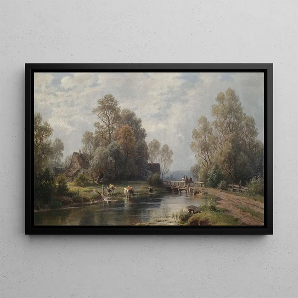 Paul Weber - Summer River Landscape near a Farmstead.webp