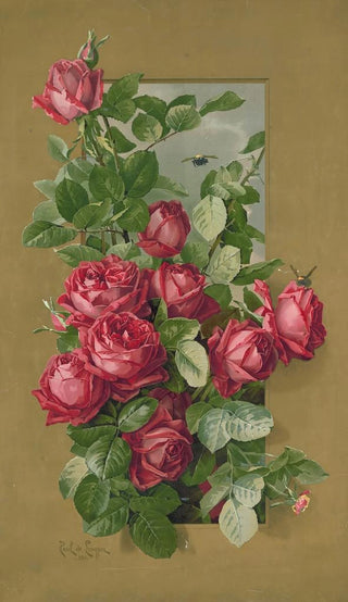 Paul de Longpre - Red roses growing through a window.webp