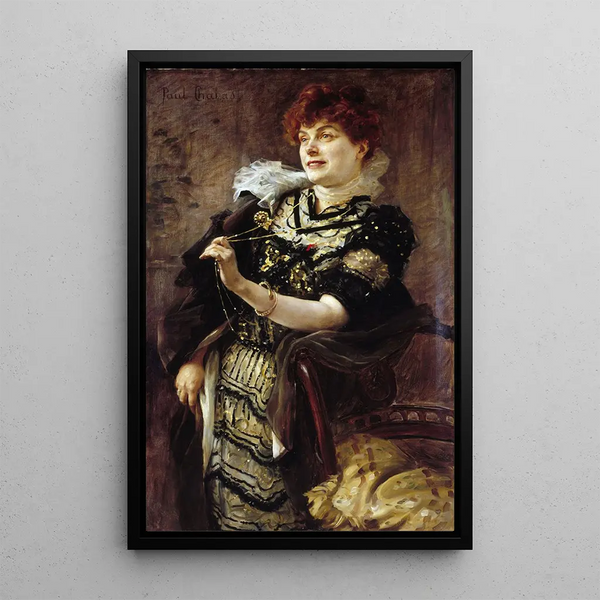 Portrait Painting of Daniel Lesueur Jeanne Loiseau 1860-1921 known as woman of letters - Paul Émile Chabas — framed artwork on a wall