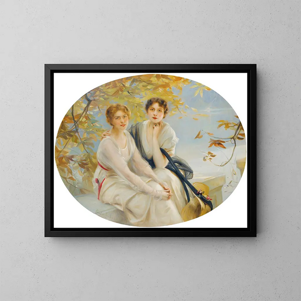 Portrait of Two Young Women - Paul Émile Chabas — framed artwork on a wall