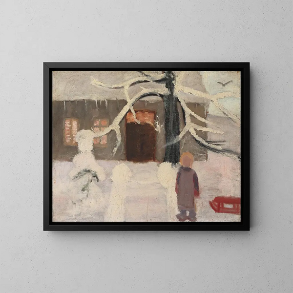 Boy in the Snow - Paula Modersohn-Becker — framed artwork on a wall
