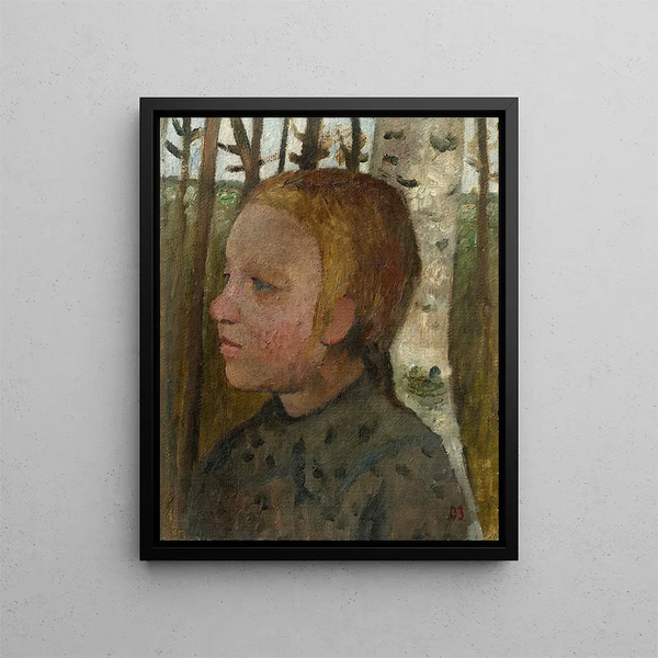 Paula ModersohnBecker - Brustbild eines Mdchens nach links vor Birken.webp