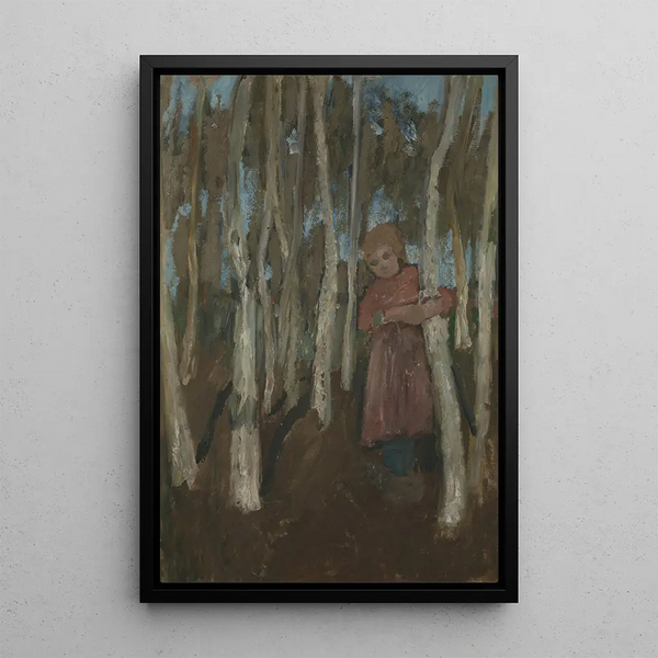 Girl in a birch forest - Paula Modersohn-Becker — framed artwork on a wall