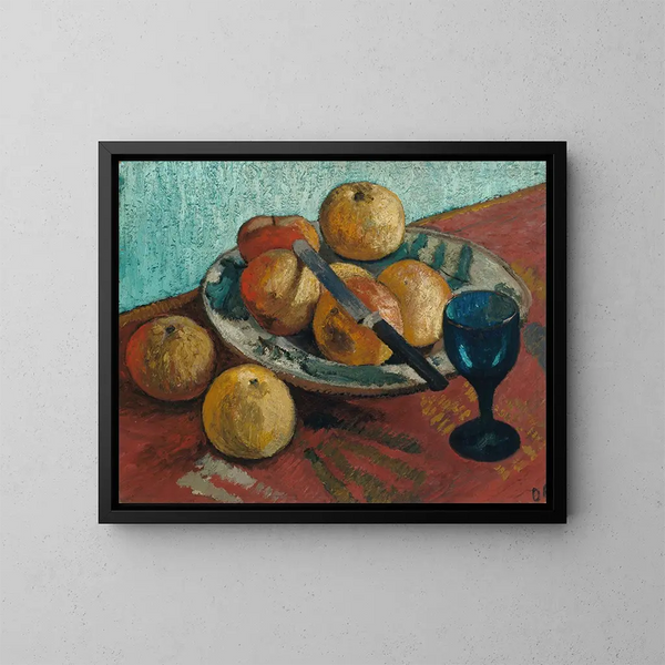 Still life with apples and a green glass - Paula Modersohn-Becker — framed artwork on a wall