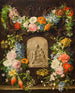 van het bloemenkrans schilderij met reliëf van de Maagd - Pauline Koudelka-Schmerling — weergave van het kunstwerk