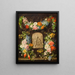 van het bloemenkrans schilderij met reliëf van de Maagd - Pauline Koudelka-Schmerling — ingelijst kunstwerk aan de muur