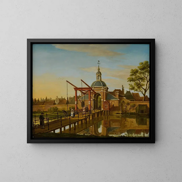View of Koepoort in Leiden from the Zoeterwoude road - Paulus Constantijn la Fargue — framed artwork on a wall