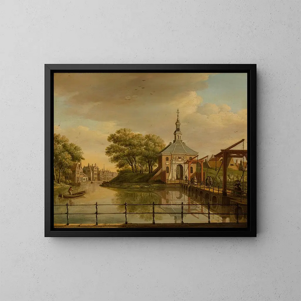 View of the Zijlpoort in Leiden - Paulus Constantijn la Fargue — framed artwork on a wall