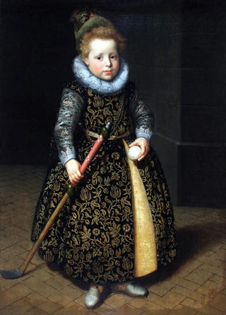 Paulus Moreelse - Portrait of a fouryear old boy with a club and ball.webp