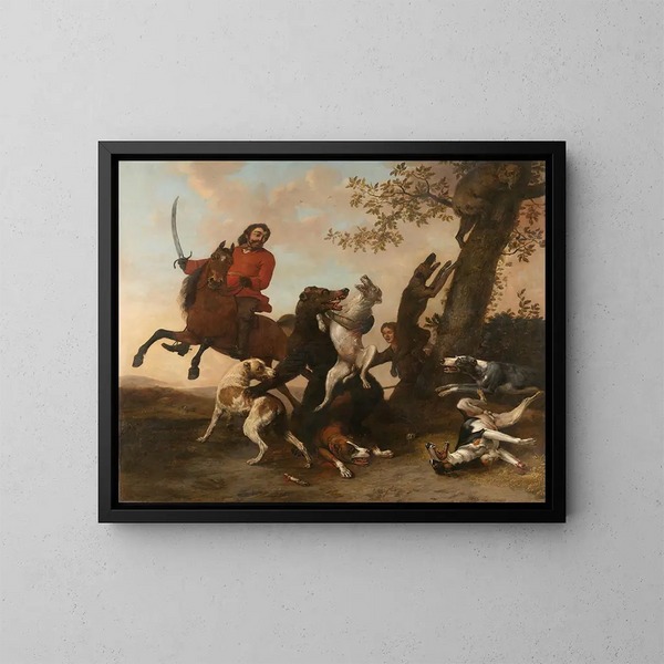 Bear Hunt Painting - Paulus Potter — framed artwork on a wall