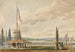 La première vue des voyageurs de New York La Batterie et le mât de pavillon - Pavel Petrovich Svinin — weergave van het kunstwerk