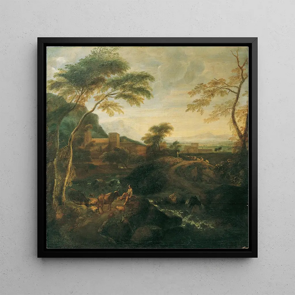 Paysage avec des Khen paissant - Josef Faistenberger
