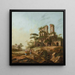 Landscape Painting with the Ruins of Aqua Julia in Rome - Jean-Baptiste Pillement — framed artwork on a wall