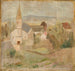 Landschap met een kleine hond La Comelle - Tadeusz Makowski — weergave van het kunstwerk
