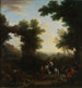 Klassiek landschap met zigeuners - John Wootton — weergave van het kunstwerk