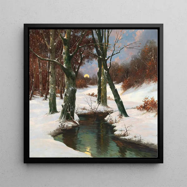 Paysage d'hiver avec lune montante - Adolf Kaufmann
