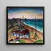 Maritiem landschap met huizen op het strand - Anoniem — ingelijst kunstwerk aan de muur