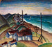 Maritiem landschap met huizen op het strand - Anoniem — weergave van het kunstwerk