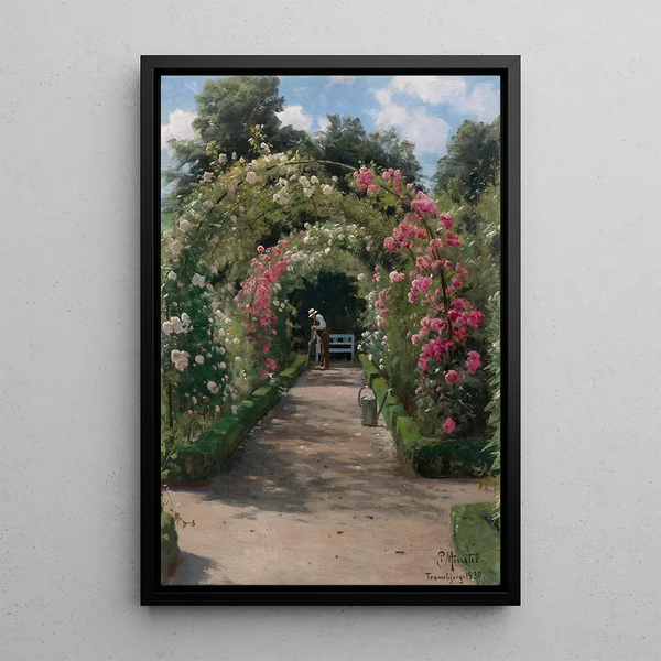 Dans le jardin - Peder Mønsted — ingelijst kunstwerk aan de muur