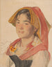 Tête d'une fille de Civita d'Antino en costume régional Catarinella - Peder Severin Krøyer | Reproduction — weergave van het kunstwerk