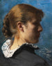 Portret van een jonge vrouw in profiel - Peder Severin Krøyer — weergave van het kunstwerk