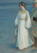 Zomeravond op het strand van Skagen Portret van de echtgenote van de kunstenaar - Peder Severin Krøyer — weergave van het kunstwerk