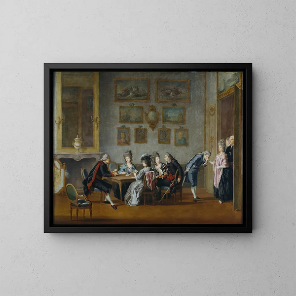 Celebration of Cards at Elis Schrderheim - Pehr Hilleström — framed artwork on a wall