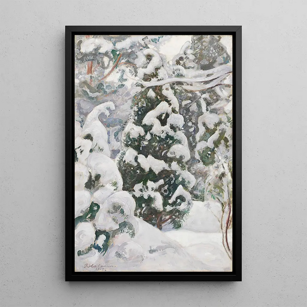 Juniper in the Snow - Pekka Halonen — framed artwork on a wall