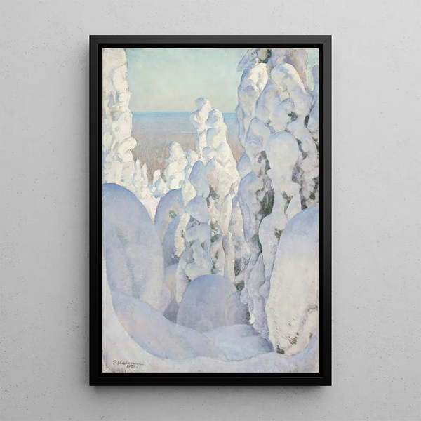 Winter Landscape Painting Kinahmi - Pekka Halonen — framed artwork on a wall