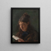 A young woman reading - Pericles Pantazis — framed artwork on a wall