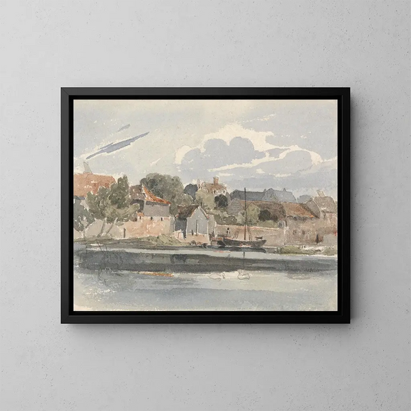Uitzicht op de Theems in Kingston - Peter DeWint — ingelijst kunstwerk aan de muur