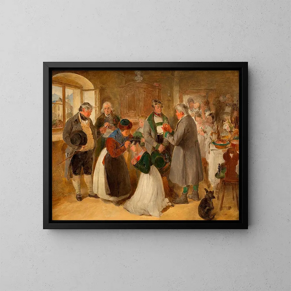 Blessing of the Mother - Peter Fendi — framed artwork on a wall