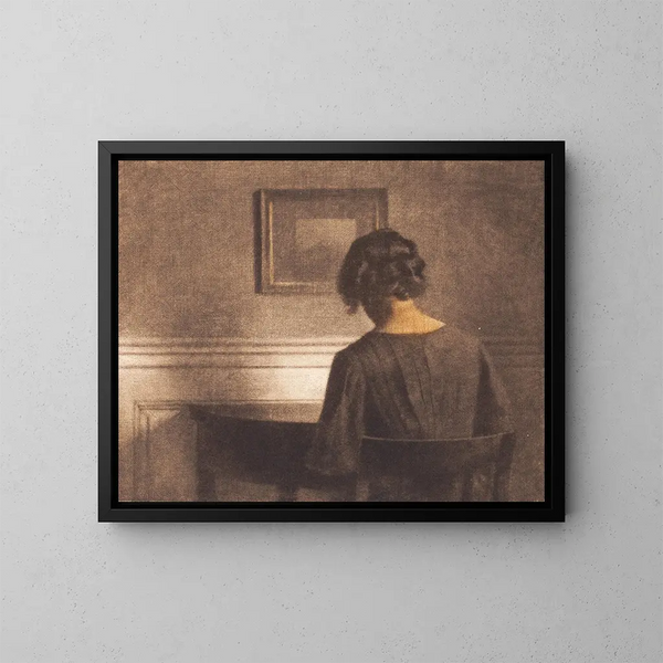 Young girl at a semi-circular table - Peter Ilsted — framed artwork on a wall