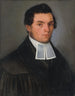 Portrait of Ján Droppa by Peter Michal Bohúň — man in a black coat and white collar