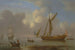 Royal Yacht met anker bij kalm water - Peter Monamy — weergave van het kunstwerk