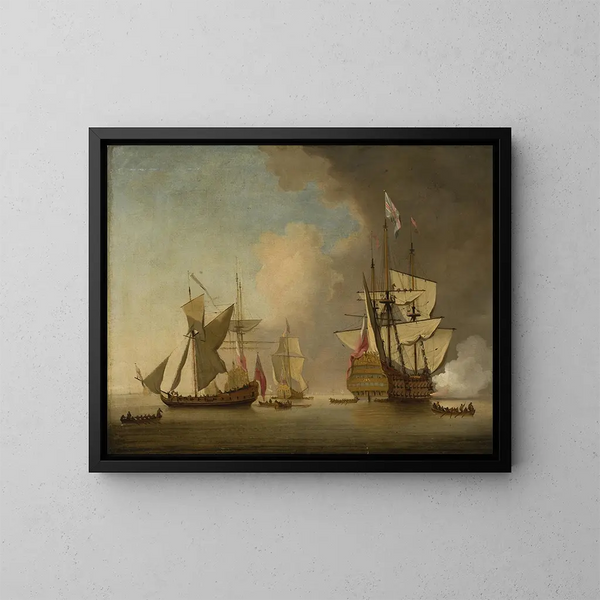 Boats at Sea - Peter Monamy — framed artwork on a wall