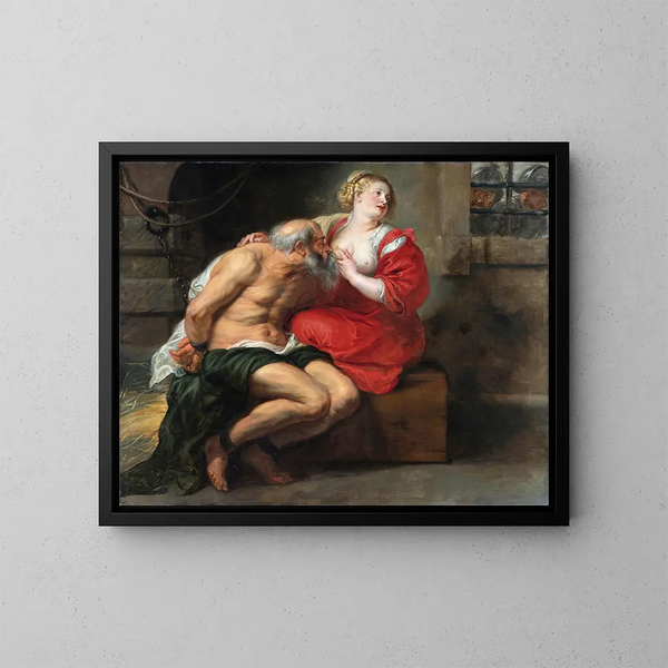 Cimon en Pero, de Romeinse liefdadigheid - Peter Paul Rubens — ingelijst kunstwerk aan de muur