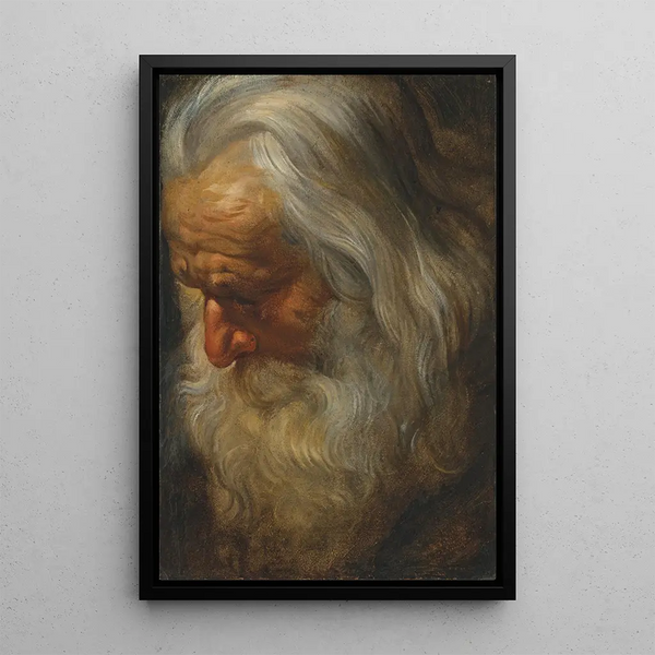 Studie van een oude bebaarde man - Peter Paul Rubens — ingelijst kunstwerk aan de muur