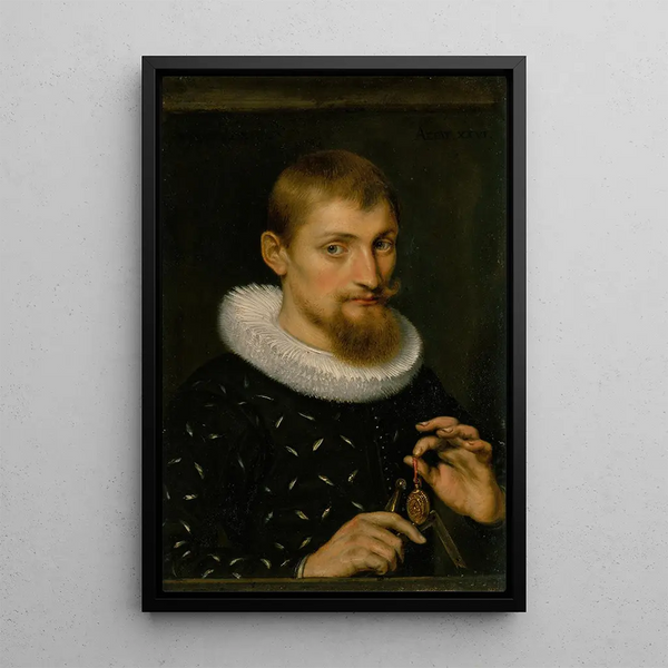 Portret van een man mogelijk architect of geograaf - Peter Paul Rubens — ingelijst kunstwerk aan de muur