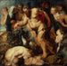 Reproductie van het schilderij De dronken Silène met een satyr - Volgeling van Pierre Paul Rubens